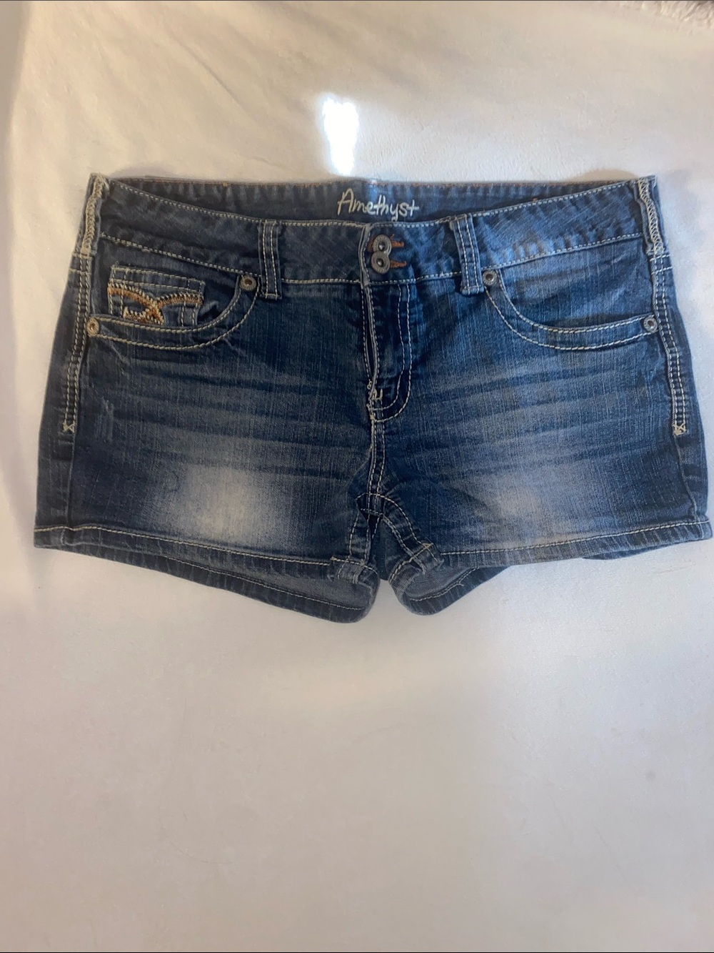 Amethyst Jeans Women's Washed Blue Denim Short Shorts